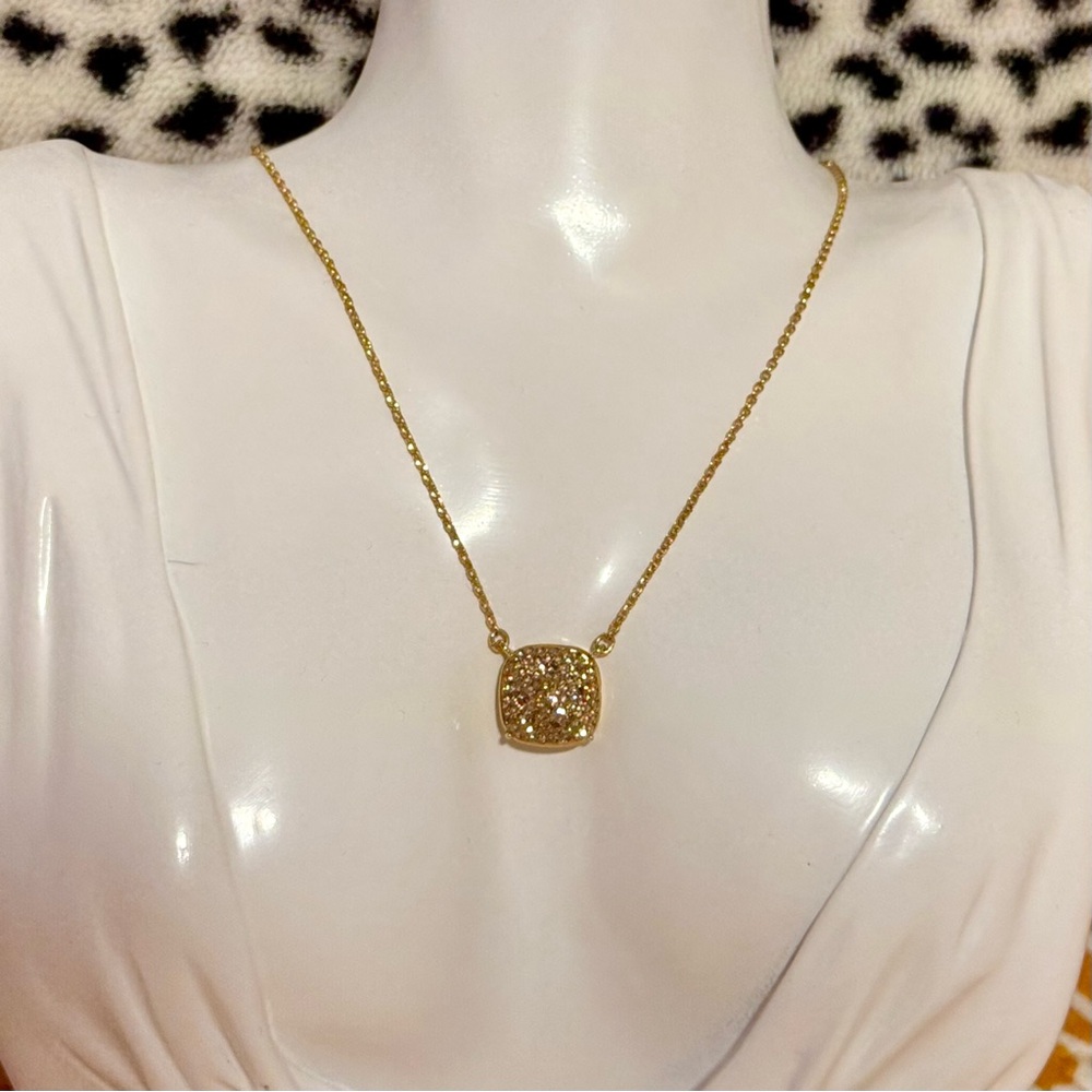 Kate Spade Square Pave Pendant Necklace Yellow Gold - Picture 5 of 6
